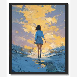 GIRL WALKING INTO COLOR SKY - FRAMED