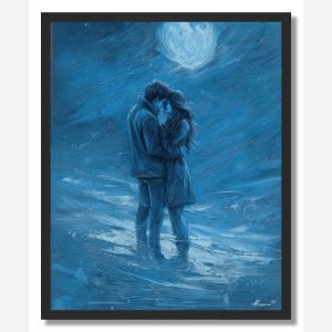 COUPLE UNDER BLUE MOON - FRAMED