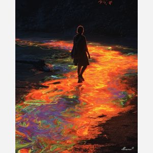 WOMAN WALKING ON PAINT RIVER
