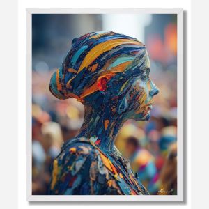 WOMAN WITH COLOR MASK - FRAMED