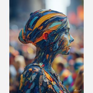 WOMAN WITH COLOR MASK