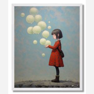 GIRL WITH REAL BALLOONS - FRAMED