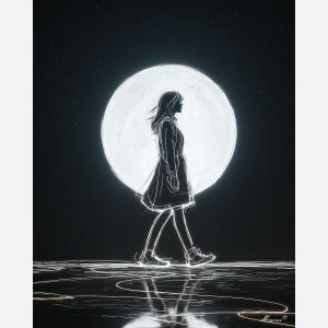 GIRL UNDER MOON