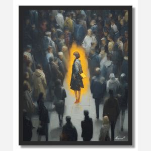 WOMAN IN TRAIN STATION - FRAMED