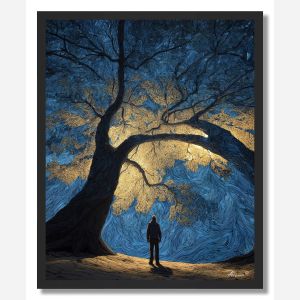 MAN UNDER LIGHT TREE - FRAMED