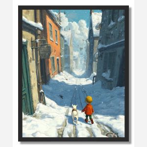 CHILD AND DOG - FRAMED