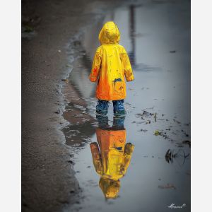 CHILD IN RAIN COAT