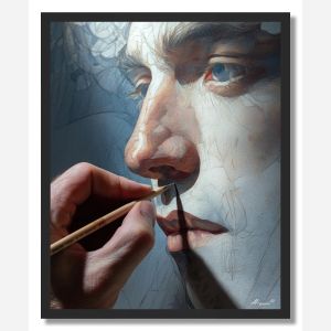 ARTIST DRAWING HIMSELF - FRAMED