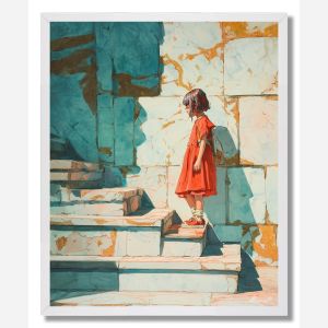 GIRL ON THE STAIRS - FRAMED