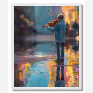 MUSICIAN BY RIVER - FRAMED