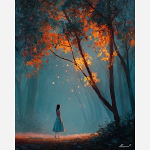 GIRL WAKING THE FOREST