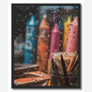 ARTIST IN RAIN WINDOW - FRAMED