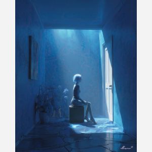 WOMAN IN BLUE ROOM