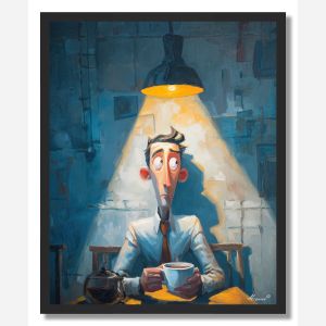 MAN AT THE CAFE - FRAMED