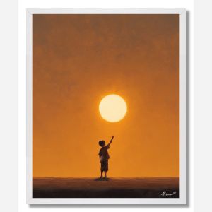 CHILD DRAWING THE SUN - FRAMED