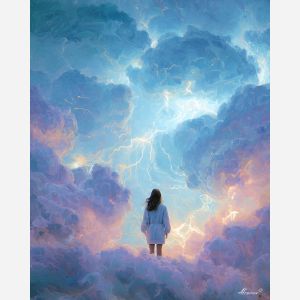 WOMAN IN LIGHT STORM