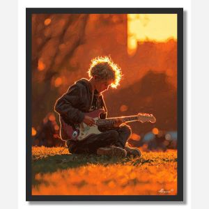 BOY PLAYING GUITAR - FRAMED