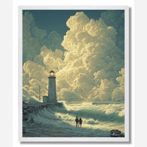 COUPLE UNDER LIGHTHOUSE - FRAMED