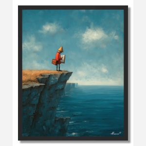 ARTIST ON CLIFF - FRAMED