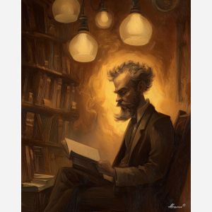 MAN IN LIBRARY GLOW