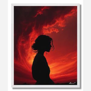 WOMAN IN RED SKY - FRAMED