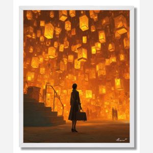 WOMAN IN LANTERN CITY - FRAMED