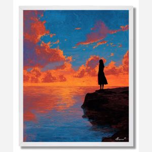 COLOR WOMAN BY THE SEA - FRAMED