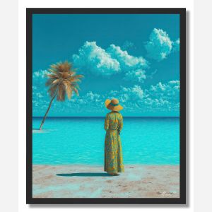 WOMAN ON BEACH - FRAMED