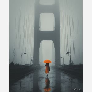 WOMAN CROSSING BRIDGE