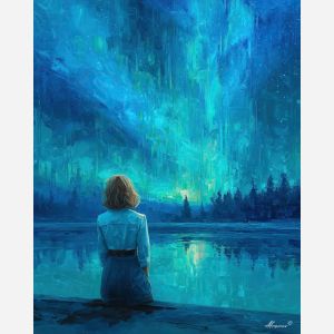 WOMAN WATCHING SKY SHOW