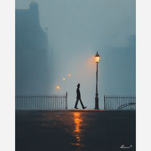MAN IN FOG STREET
