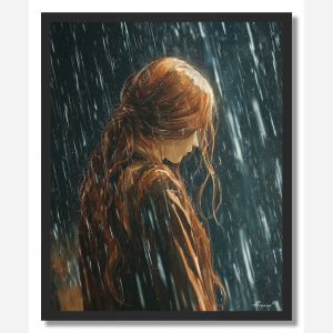 WOMAN IN FLOWING RAIN - FRAMED