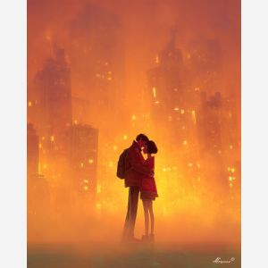 COUPLE IN CITY FOG