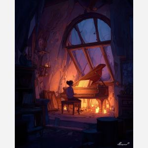 WOMAN IN CANDLELIGHT ROOM