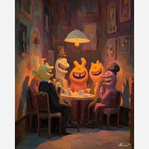 FRIENDS IN CAFE LIGHT