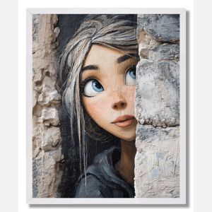 WOMAN BY THE WALL - FRAMED