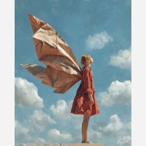 WOMAN WITH PAPER WINGS