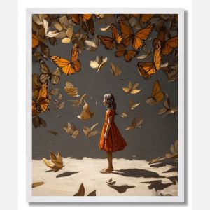 CHILD WITH BUTTERFLIES - FRAMED