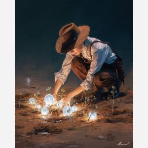 WOMAN PLANTING LIGHTS