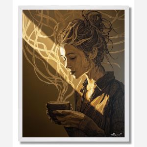 WOMAN WITH COFFEE - FRAMED