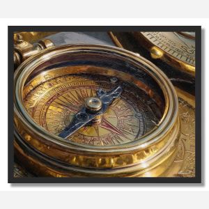 BRASS COMPASS DETAIL - FRAMED