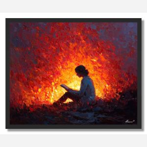 READING BY FIRE - FRAMED