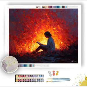 READING BY FIRE - Paint by Numbers Full Kit