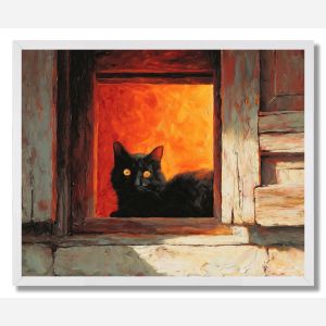 CAT IN WINDOW - FRAMED