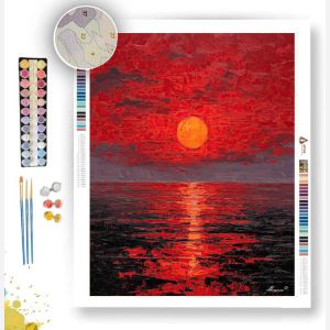 CRIMSON SUNSET B&W - Paint by Numbers Full Kit