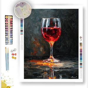 RED WINE GLASS B&W - Paint by Numbers Full Kit