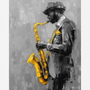 YELLOW SAXOPHONE B&W