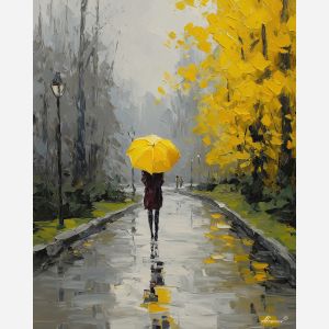 YELLOW UMBRELLA WALKER B&W