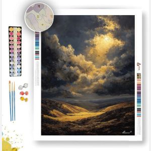 GOLD LIGHT OVER VALLEY B&W - Paint by Numbers Full Kit