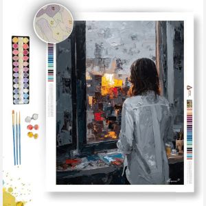 WOMAN AT WINDOW B&W - Paint by Numbers Full Kit